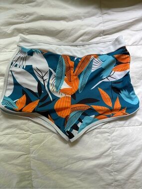 Women’s Tropical Print Swim Shorts in Teal & Orange